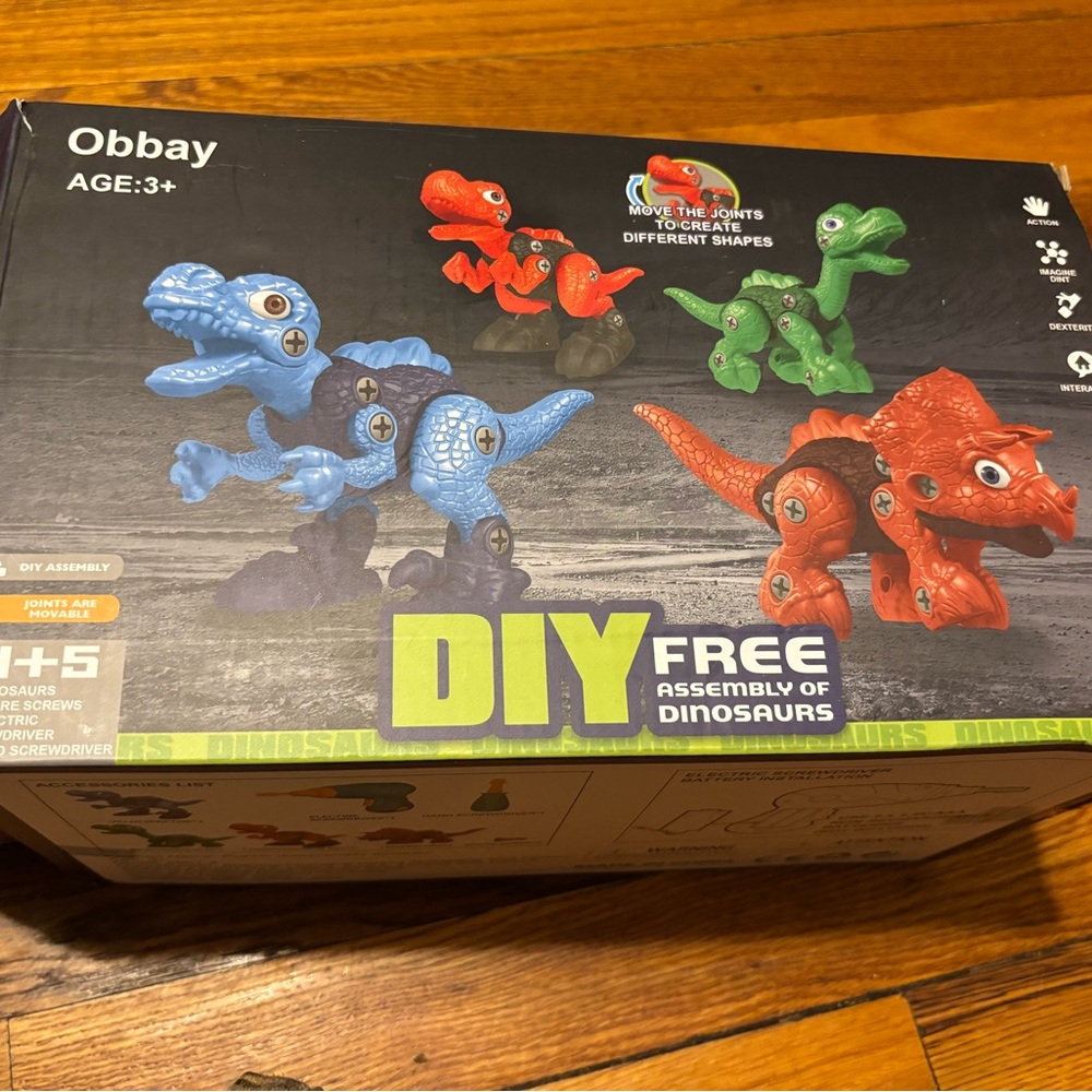 NWT DIY Dinosaur Assembly Toy - Blue and Red